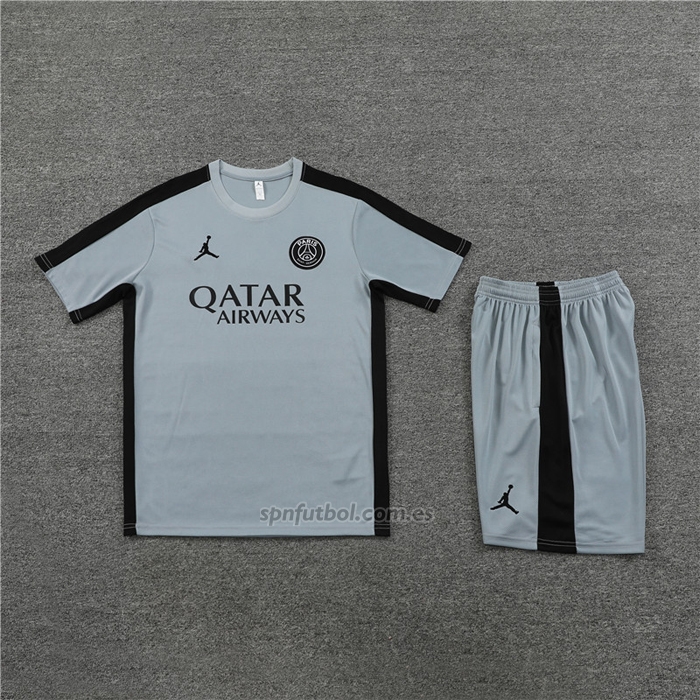 Chandal del Paris Saint-Germain Jordan Manga Corta 2023-2024 Gris - Pantalon Corto
